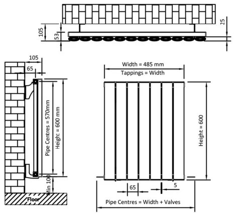 Eastbrook Sandhurst radiator 50x60cm aluminium 526W wit mat