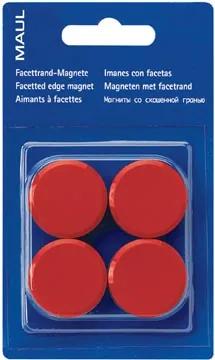 Magneet solid, diameter 38 mm, rood, blister van 4 stuks