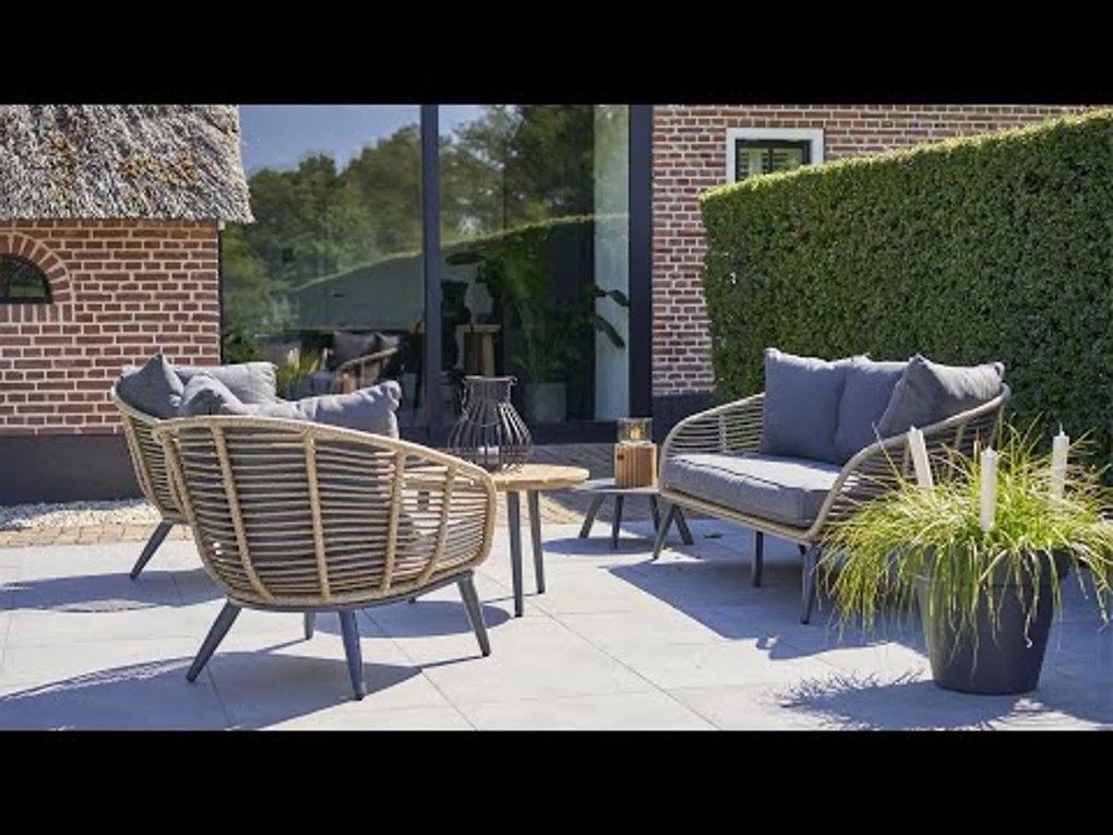 Stoel en Bank Loungeset 5 personen Wicker Taupe Coco Coco Leonardo