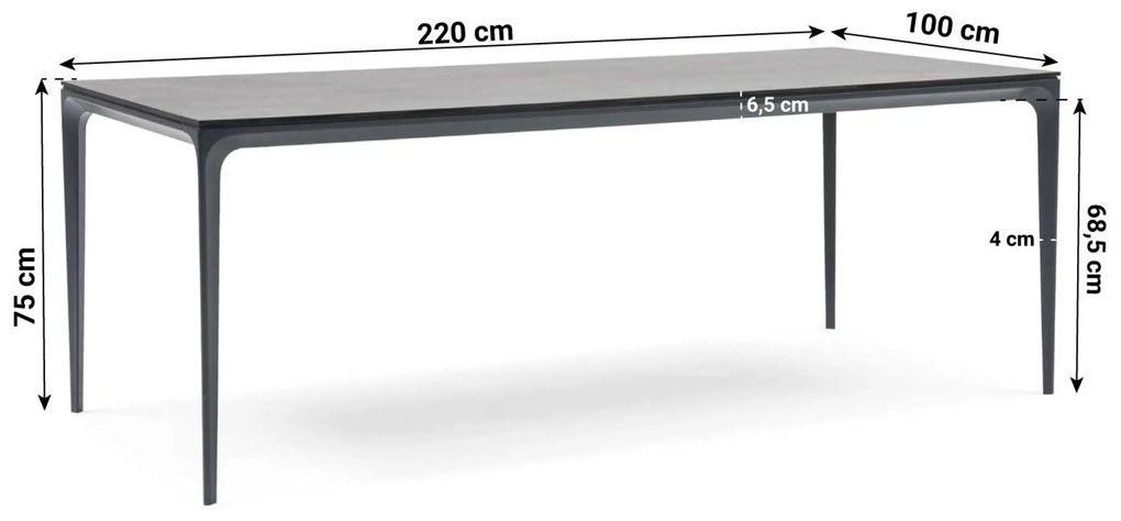 Tuinset 6 personen 220 cm Aluminium/textileen Grijs Hartman Alice/Cesar