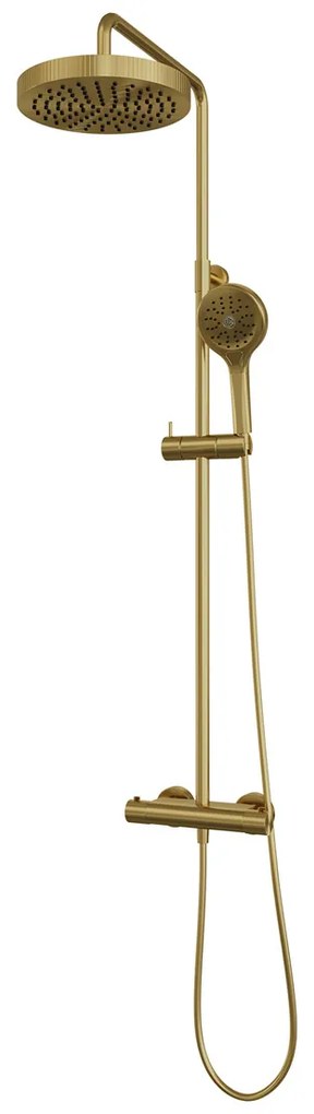 Brauer Stripe opbouw regendouche met 25cm hoofddouche en 3 standen handdouche messing geborsteld PVD
