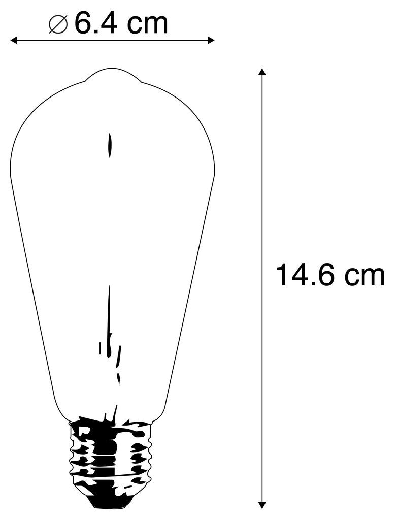 Set van 3 E27 dimbare LED spiraal lampen ST64 goud 4W 270 lm 2100K