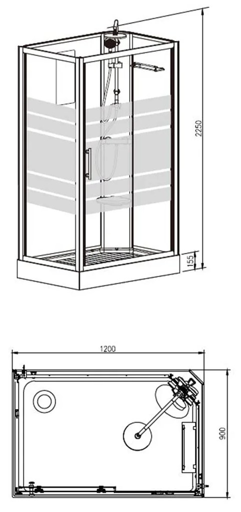 Mueller Aliki complete douchecabine 120x90x218cm rechts kitvrij