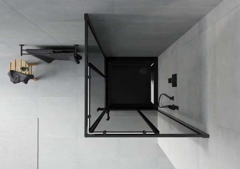 Mexen Rio vierkante douchecabine 80 x 80 cm, grafiet, zwart + Flat douchebak, zwart - 860-080-080-70-40-4070B