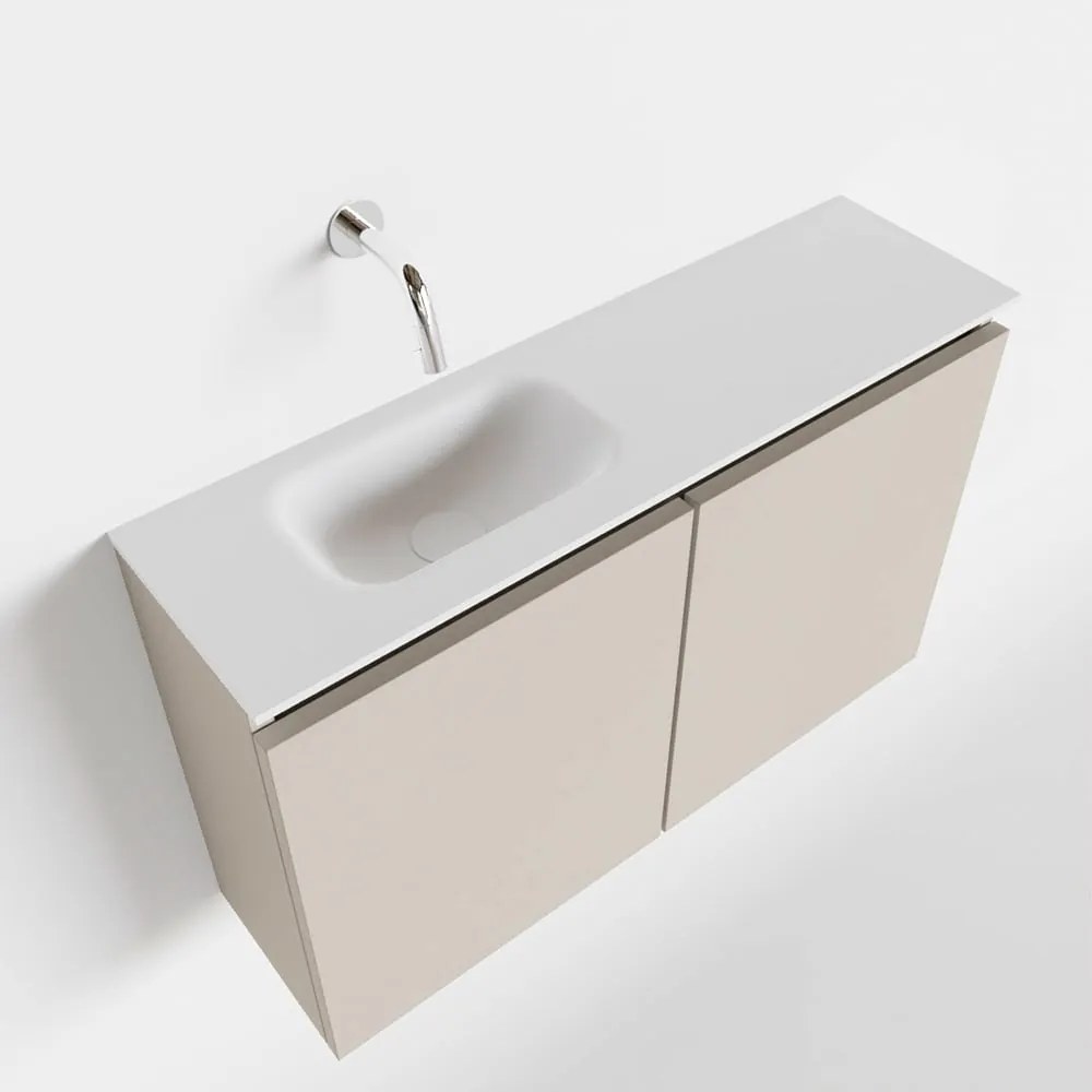 Mondiaz Ture 80cm toiletmeubel linen met wastafel talc links geen kraangat