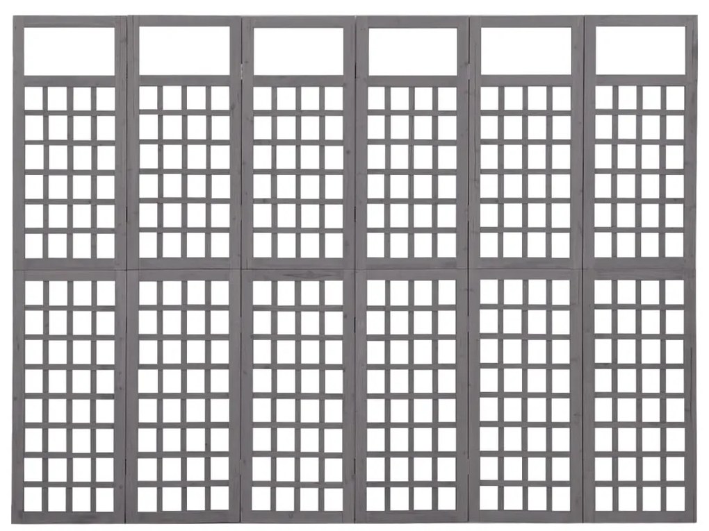 vidaXL Kamerscherm/trellis met 6 panelen 242,5x180 cm vurenhout grijs