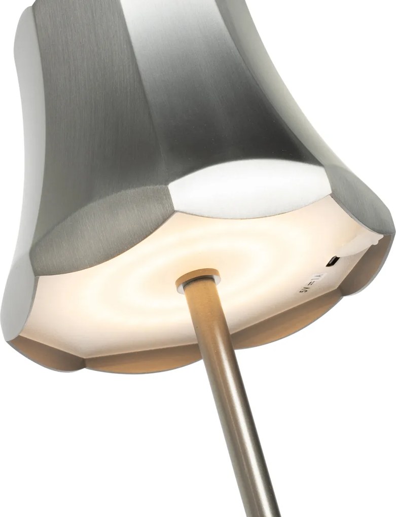 Retro tafellamp gunmetal oplaadbaar IP44 - Granny