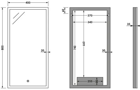 Brauer Jade rechthoekige spiegel met verlichting 40x80cm