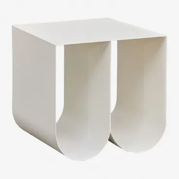 Vierkante Nachtkastje 40x40 Cm In Staal Olavi Gardenia Wit - Sklum