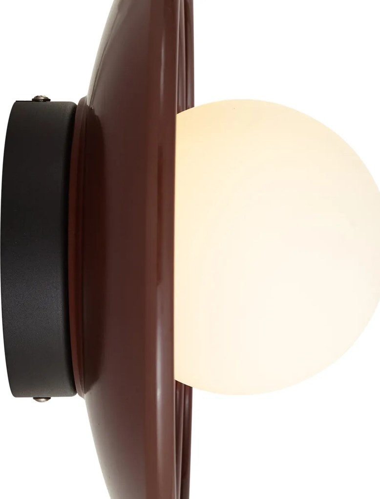 Retro plafondlamp donker rood met opaal glas - Lila