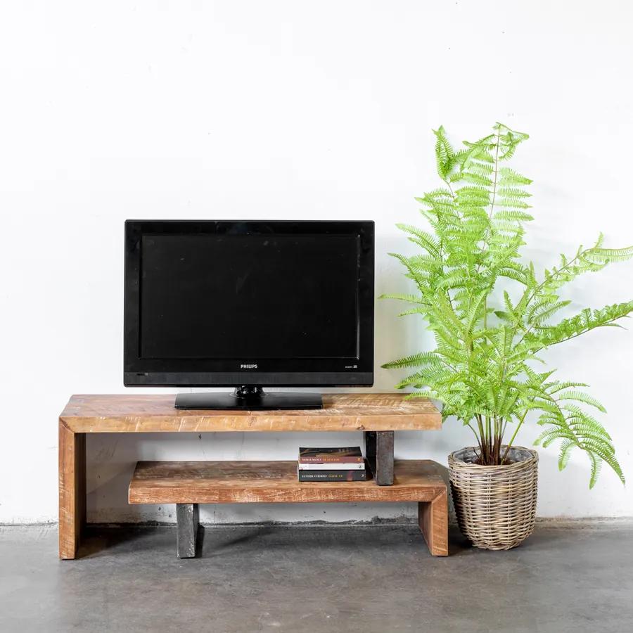 TV meubel, 2 planken, verlengbaar - Acaciahout - Giga - Industrieel robuust | BIANO