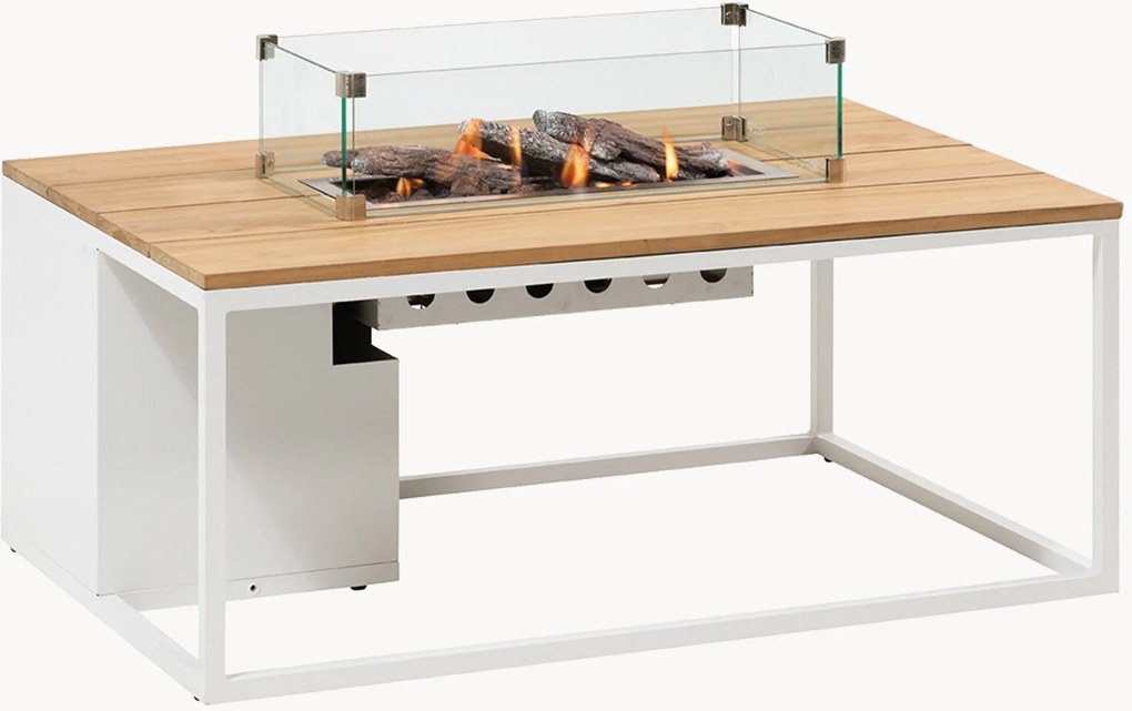 Outdoor salontafel Cosiloft met vuurkorf & teakhouten tafelblad