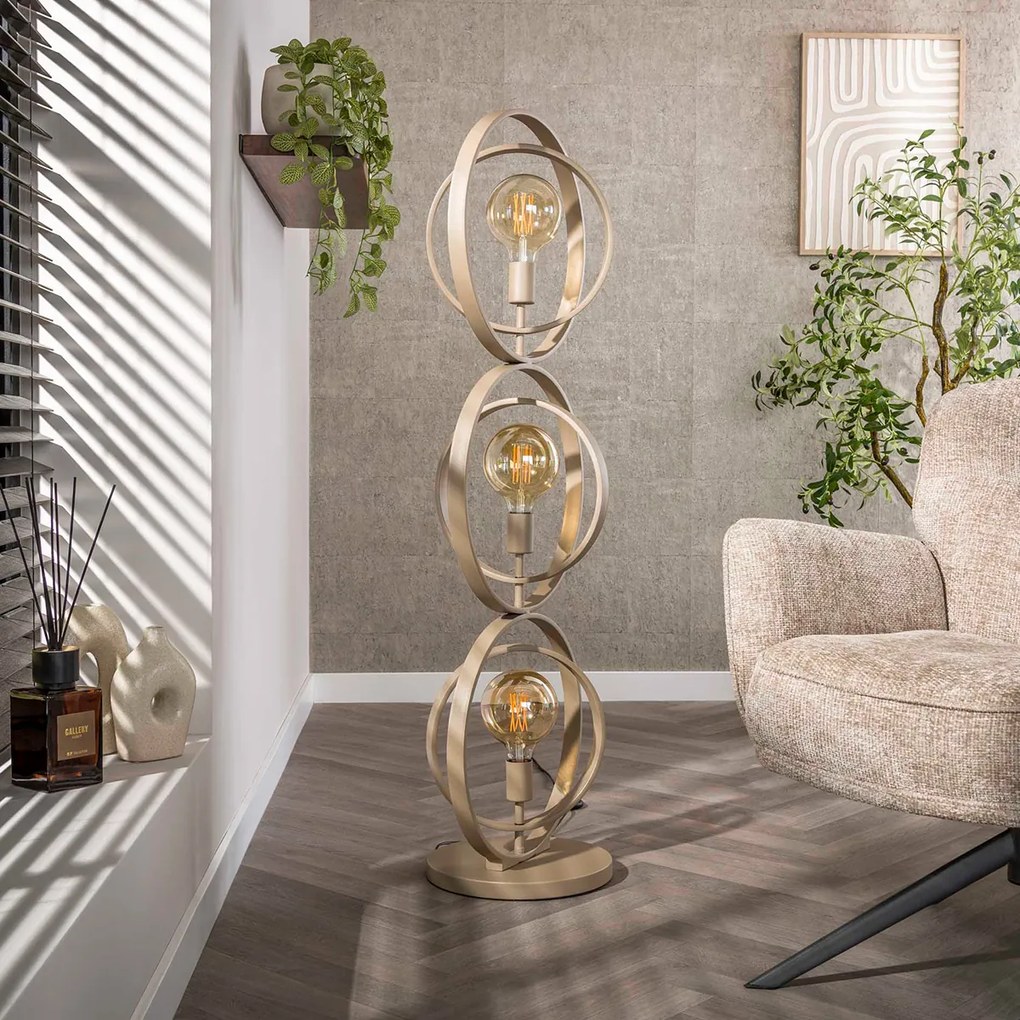 Vloerlamp Metalen Ringen Beige