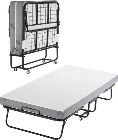 VEVOR Rollaway Bed met 12,7 cm matras, opvouwbaar eenpersoonsbed met traagschuimmatras (190 x 98 cm), draagvermogen van 204,1 kg Logeerbed voor volwassenen, metalen bed voor slaapkamer
