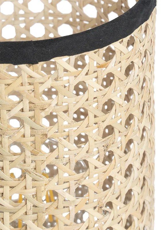 Landelijke tafellamp rotan met zwart - Kata