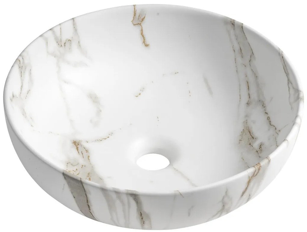 Sapho Rondane keramische waskom 41x41cm wit marmer