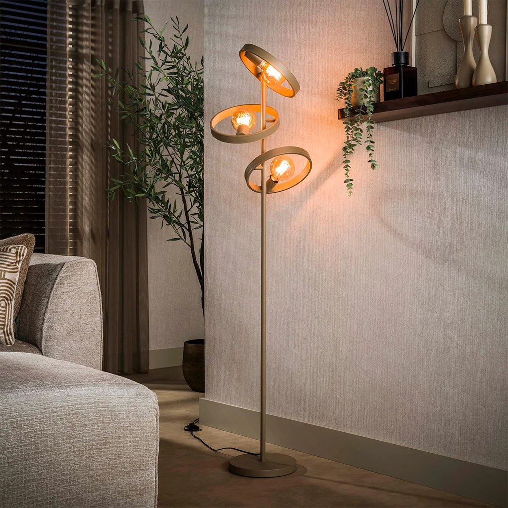 Vloerlamp Metalen Ringen Beige