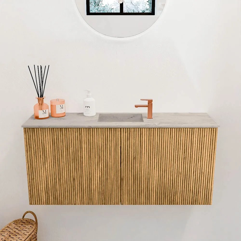 Mondiaz Joya DLux 90cm toiletmeubel oak met wastafel faye midden 1 kraangat glace