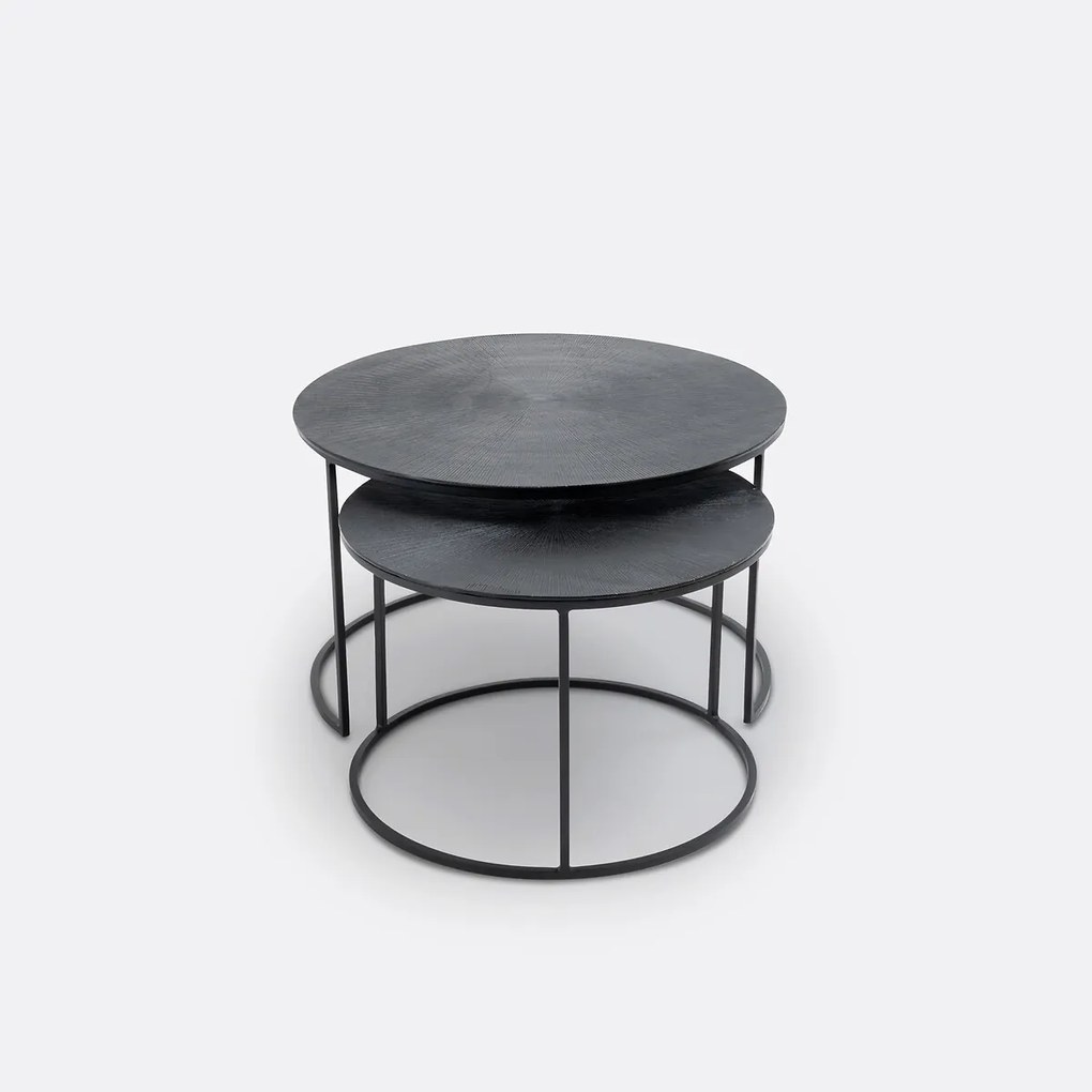 Set van 2 lage mimi tafels in staalmetaal, Jalia