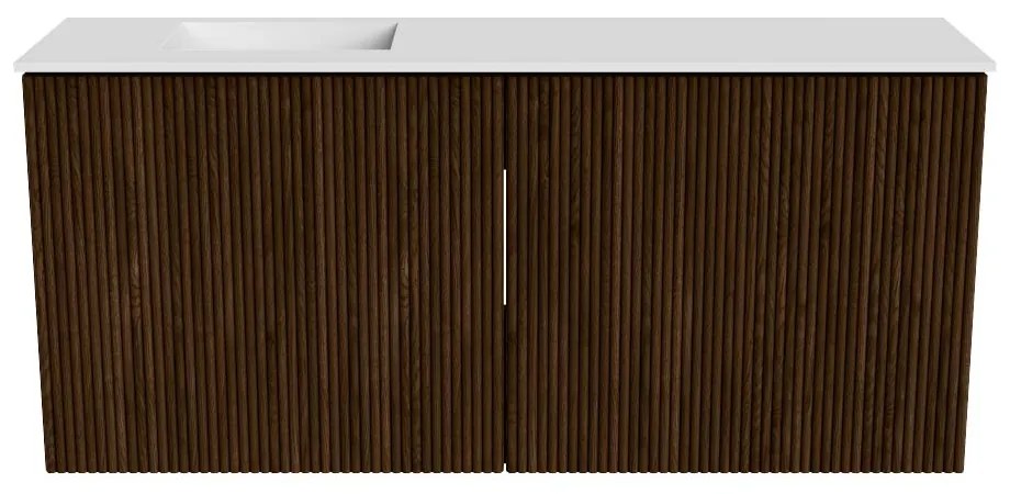 Mondiaz Joya 90cm toiletmeubel walnut met wastafel faye links zonder kraangat talc