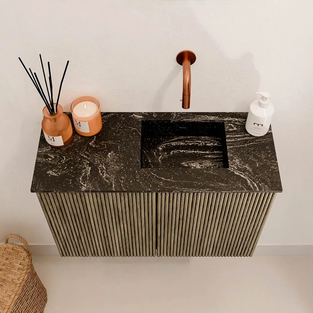 Mondiaz Joya DLux 60cm toiletmeubel dusk met wastafel faye rechts zonder kraangat lava