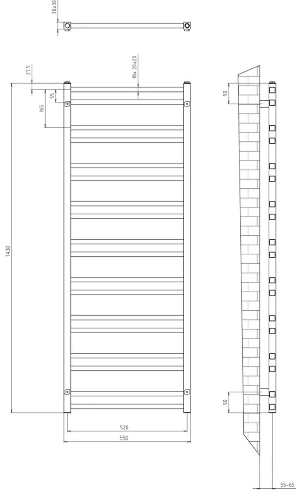Sapho Metro Dos handdoekradiator 55x143cm wit