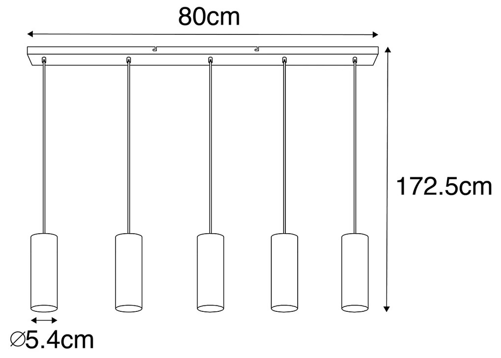 Eettafel / Eetkamer Smart hanglamp met dimmer zwart incl. 5 Wifi GU10 - Jeana Modern GU10 Binnenverlichting Lamp