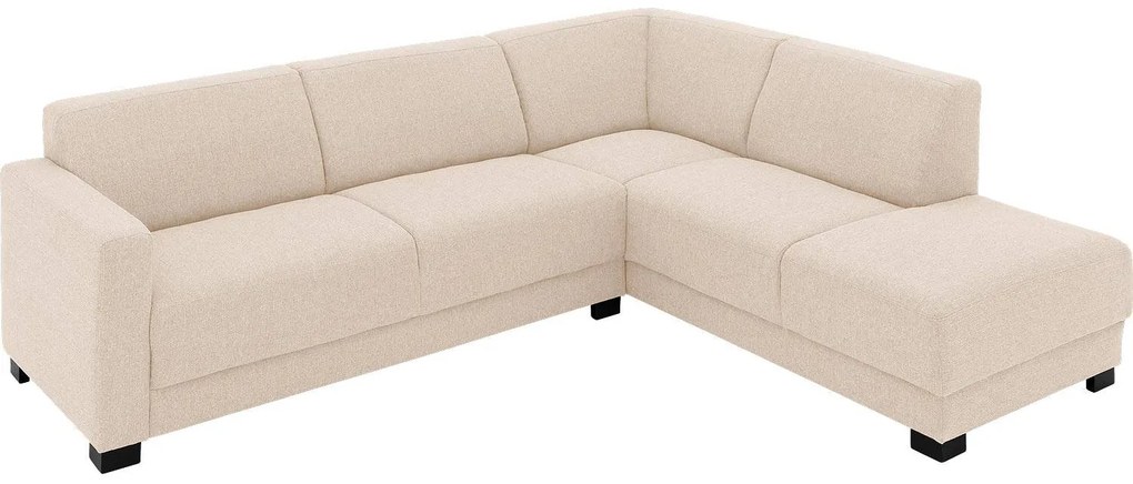 Goossens Bank My Style wit, stof, 2,5-zits, stijlvol landelijk met chaise longue rechts