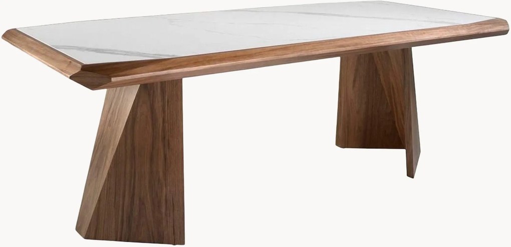 Houten eettafel Larissa met marmerlook tafelblad