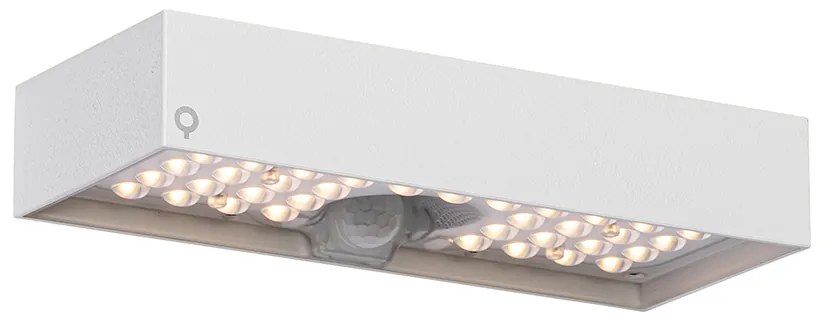 Buiten wandlamp wit met dimlicht en sensor op solar - Kayo