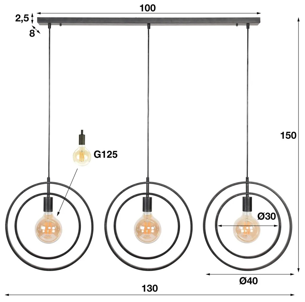 Eettafel Hanglamp Cirkels Zwart