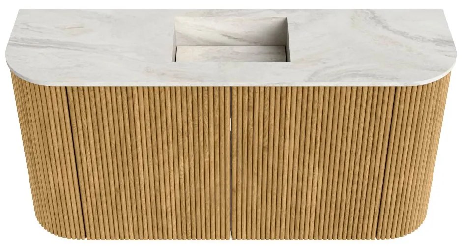 Mondiaz Joya DLux 85cm toiletmeubel ronding links/rechts oak met wastafel faye midden zonder kraangat ostra