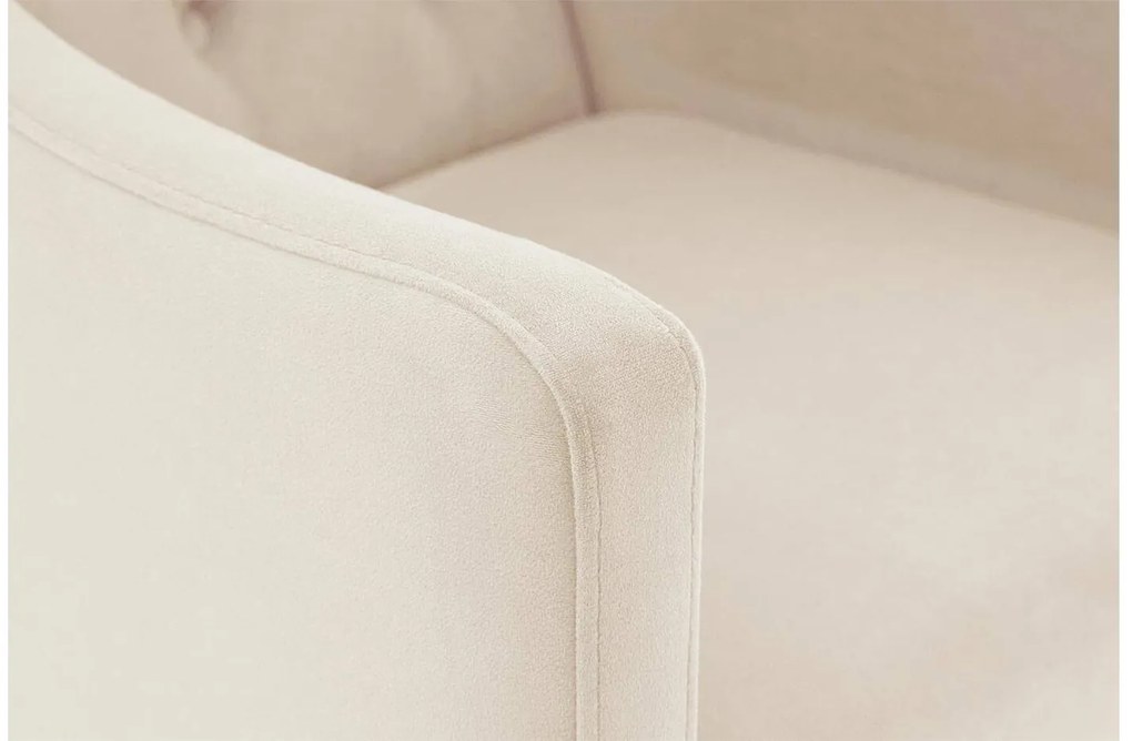 Goossens Eetkamerstoel Pearl beige velvet stof met armleuning, stijlvol landelijk