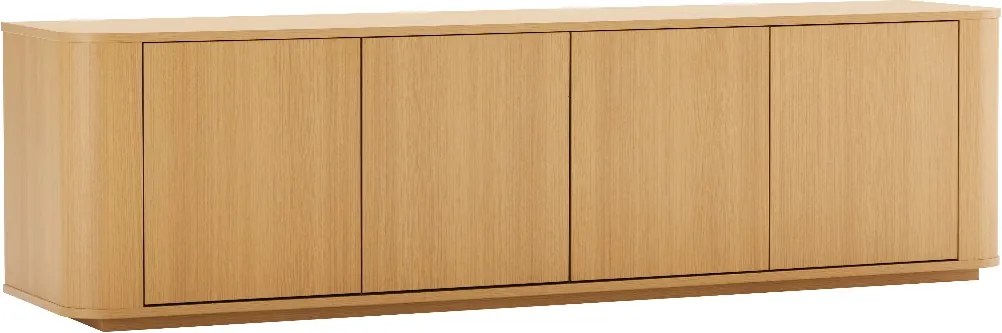 Eiken Tv-meubel Met Ronde Hoeken - 180x40x50cm.