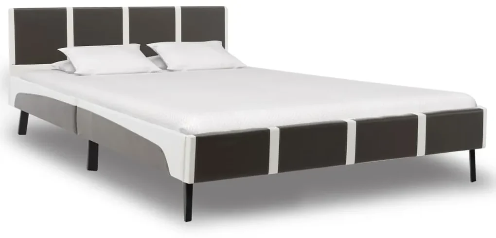 vidaXL Bedframe kunstleer grijs en wit 140x200 cm