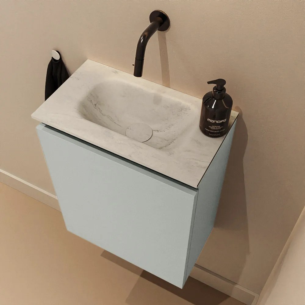 Mondiaz Ture DLux toiletmeubel 40cm greey met wastafel opalo midden zonder kraangat