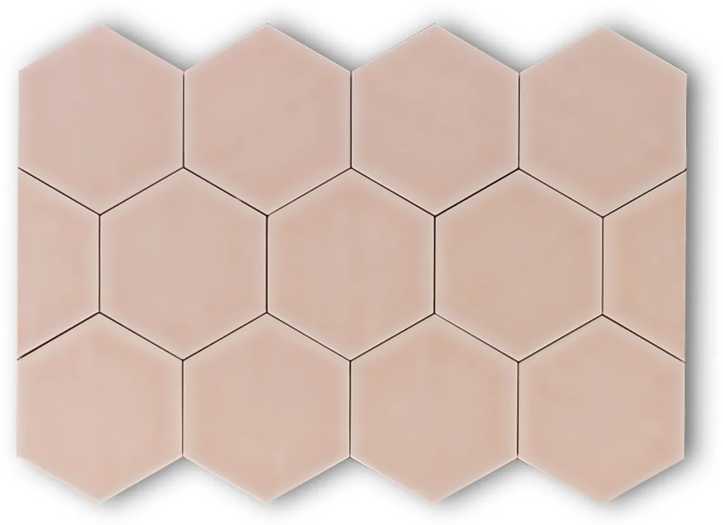 Hoogglans Handvorm Wandtegel 10.8x12.4 Cm Hexagon Princeton Roze RBT54