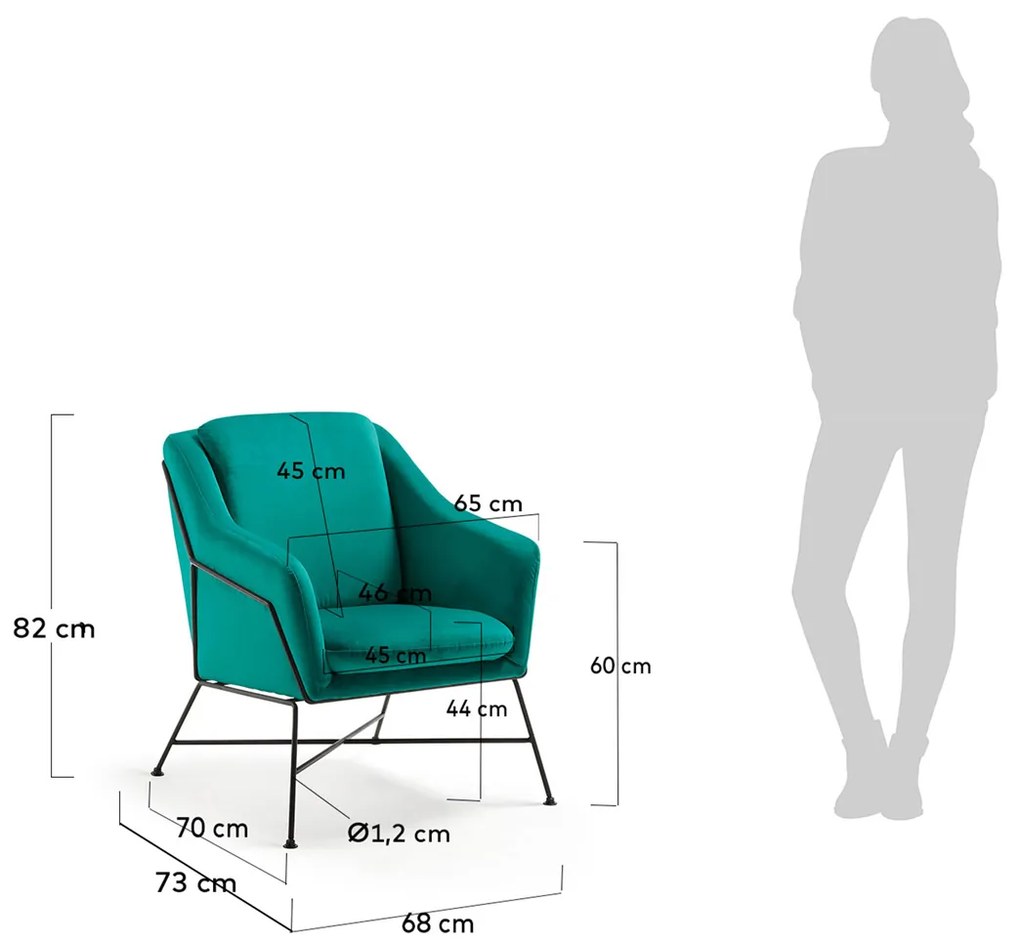 Kave Home Brida Armfauteuil Fluweel Turquoise