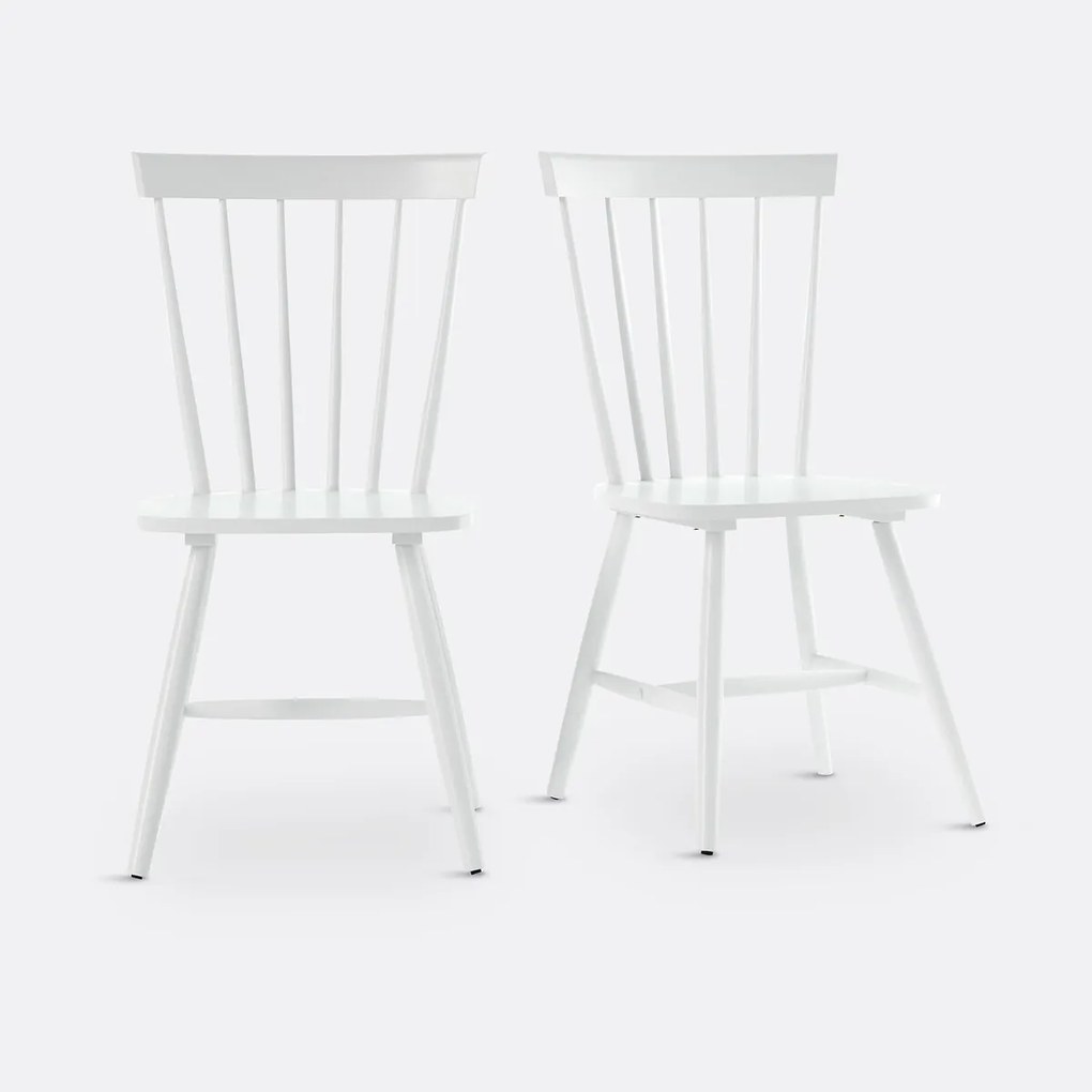 Set van 2 stoelen met spijlen in massief hevea, Jimi