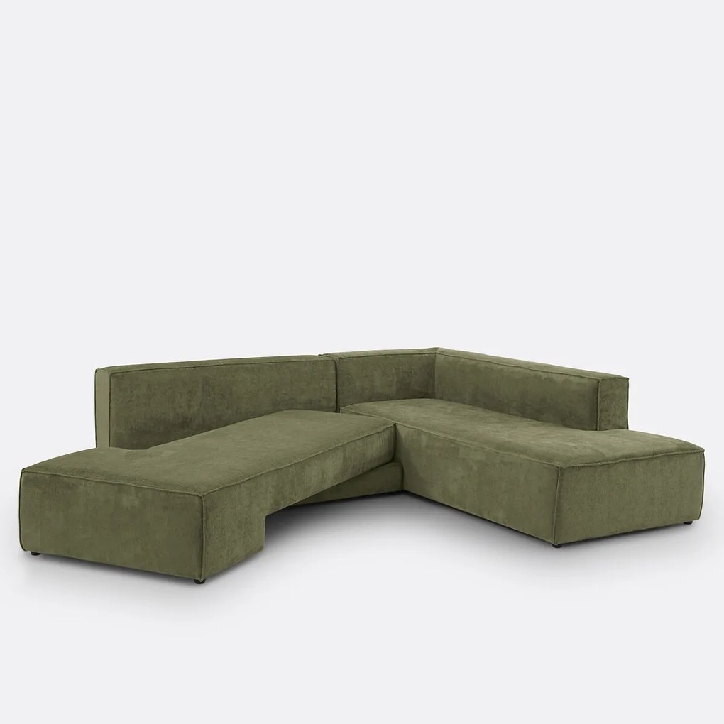 Hoekbank links of rechts, omvormbaar, fluweel met structuur, Ginosa