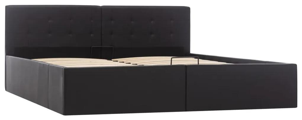 vidaXL Bedframe hydraulisch kunstleer zwart 160x200 cm