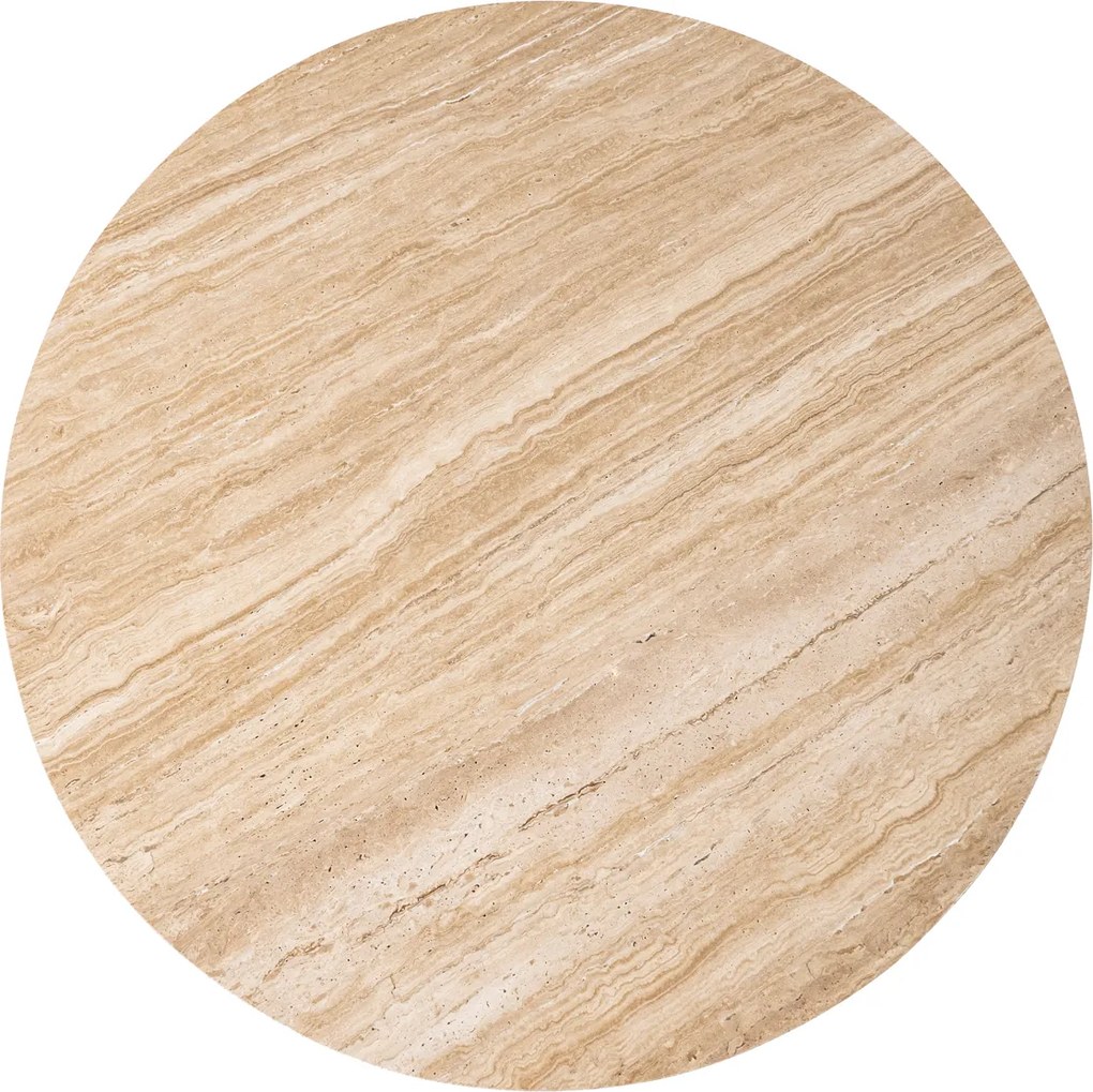 Ronde Eettafel Travertin En Mangohout - 130 X 130cm.