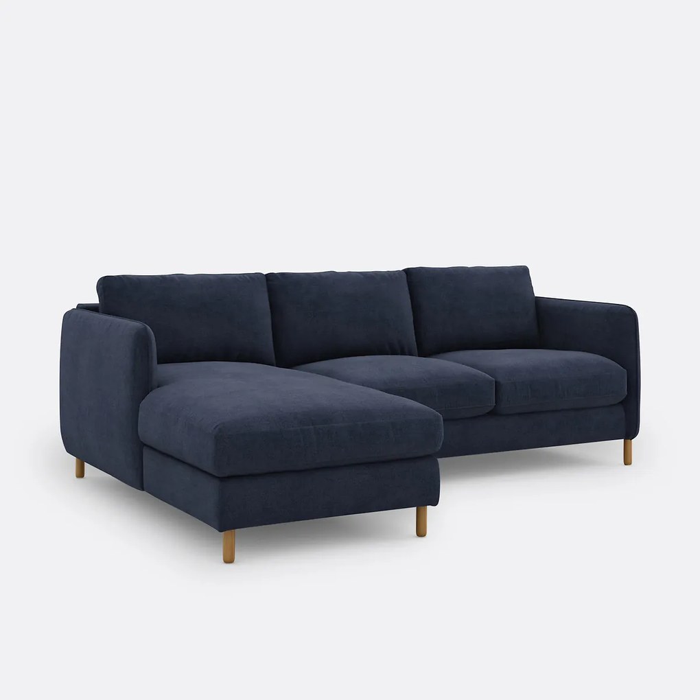 Hoekbank links, converteerbaar, 4 zits, in polyester, LOMÉO