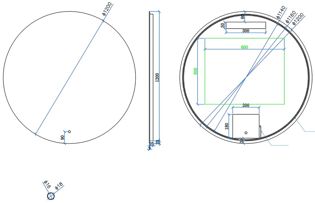 Mueller Cody ronde spiegel 120cm met verlichting en verwarming