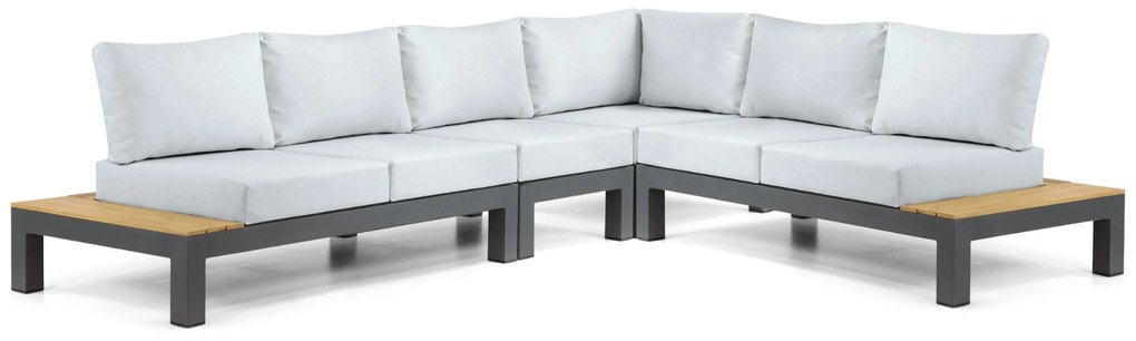Loungeset 6 personen Aluminium/Teak Grijs Lifestyle Garden Furniture Vittoria