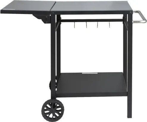 VEVOR Serveerwagen Keukenwagen 97,2 x 64 x 75,5 cm Buitengrill Eetwagen met Dubbele Plank, Verplaatsbare Grilltafel voor Voedselbereiding, Multifunctioneel Tafelblad Gemaakt van IJzer, Zwart