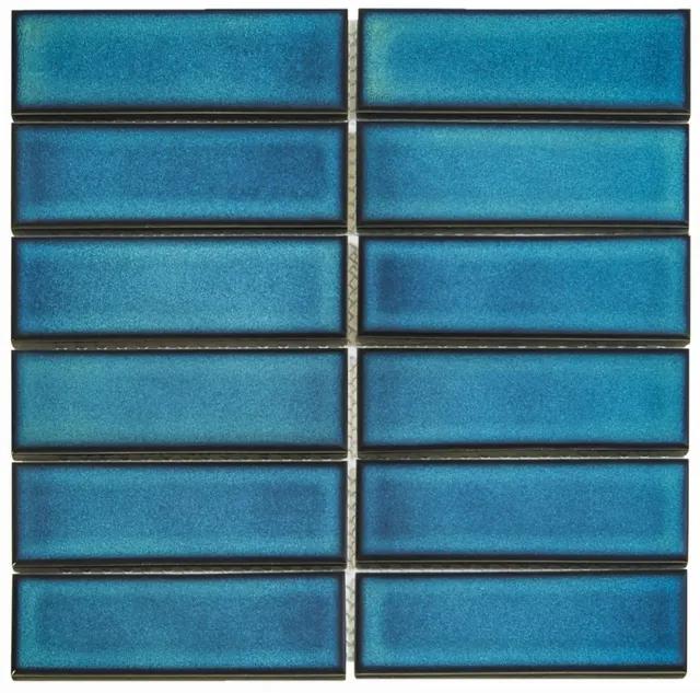 The Mosaic Factory Barcelona mozaïektegel - 29.1x29.7cm - wandtegel - Rechthoek - Porselein Azure Blue speckle Glans AF45625