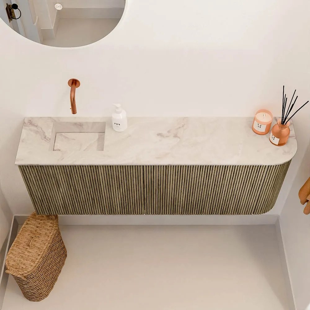 Mondiaz Joya DLux 110cm toiletmeubel ronding rechts dusk met wastafel faye links zonder kraangat frappe