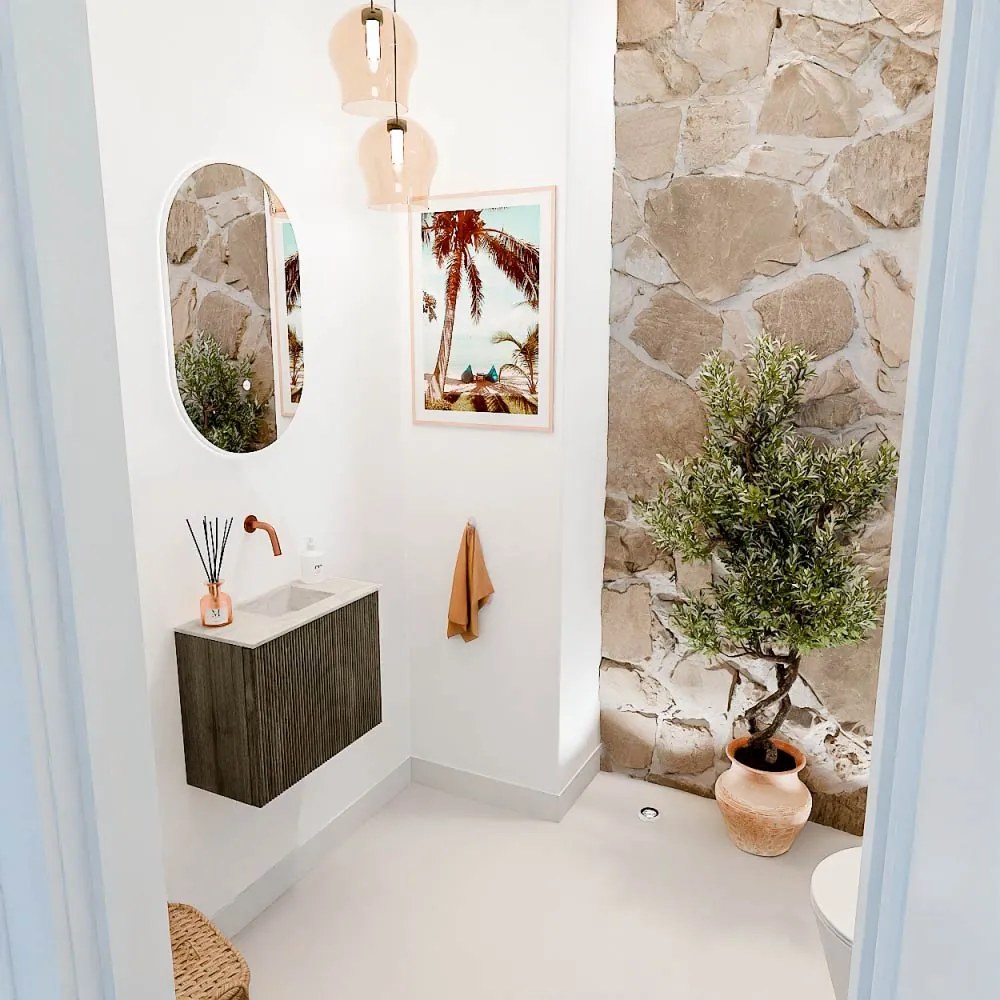Mondiaz Joya DLux 50cm toiletmeubel shadow met wastafel faye rechts zonder kraangat ostra