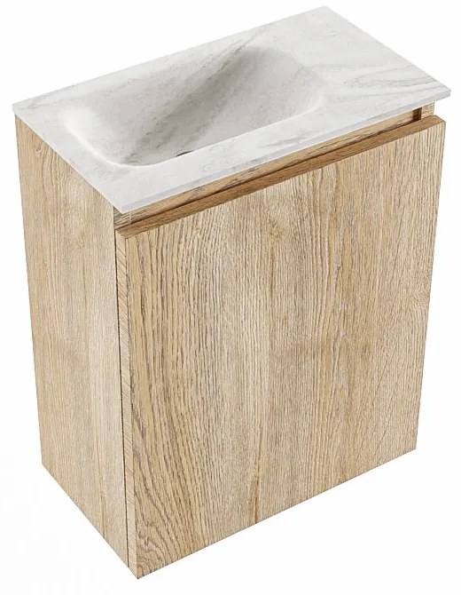 Mondiaz Ture DLux toiletmeubel 40cm washed oak met wastafel ostra links zonder kraangat